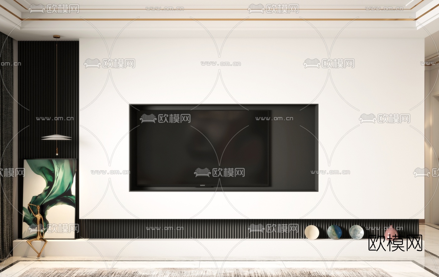 现代简约客厅餐厅3d模型