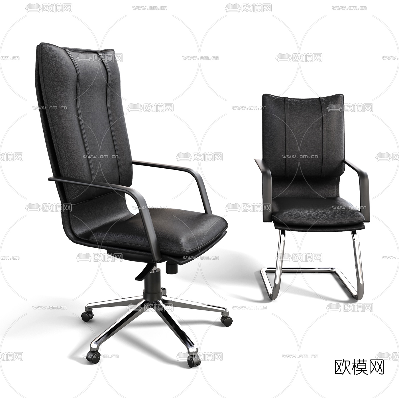 现代皮质办公椅3d模型
