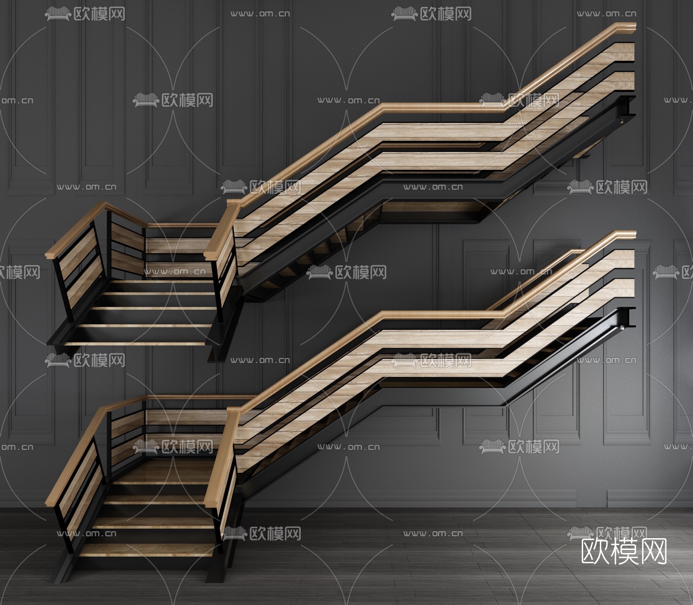 工业风楼梯组合3d模型下载（渲染图4）