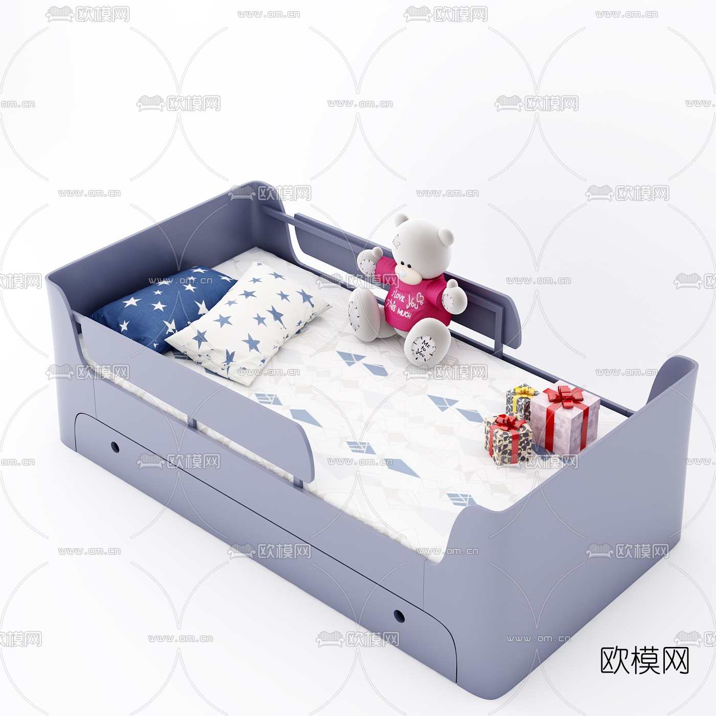 现代实木婴儿床3d模型