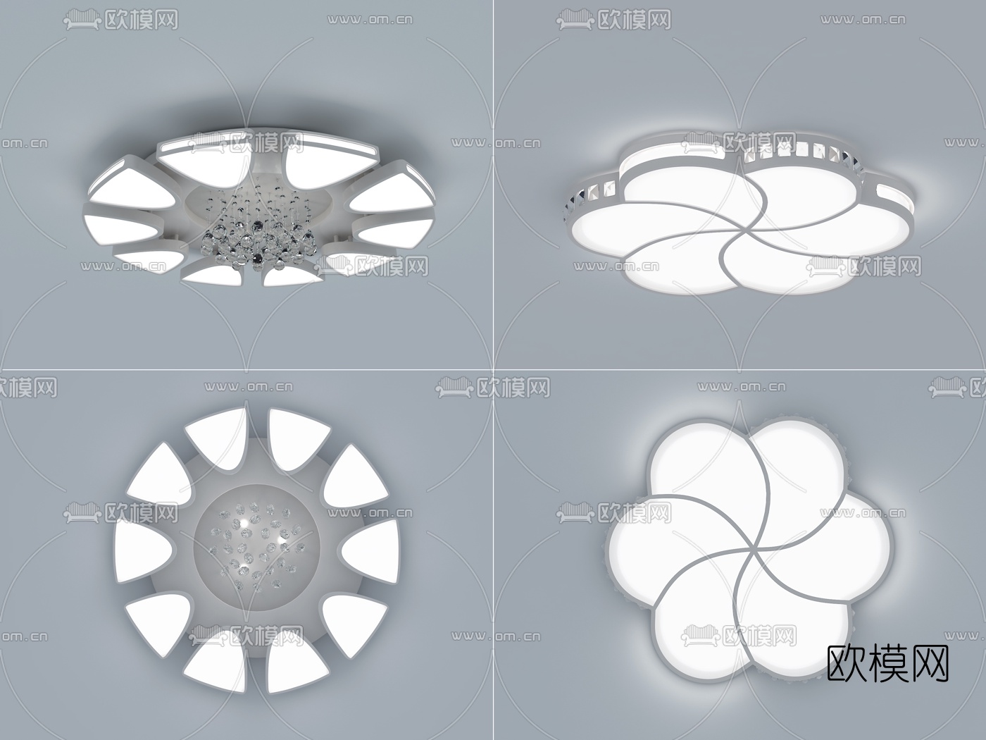 现代简约吸顶灯组合3d模型