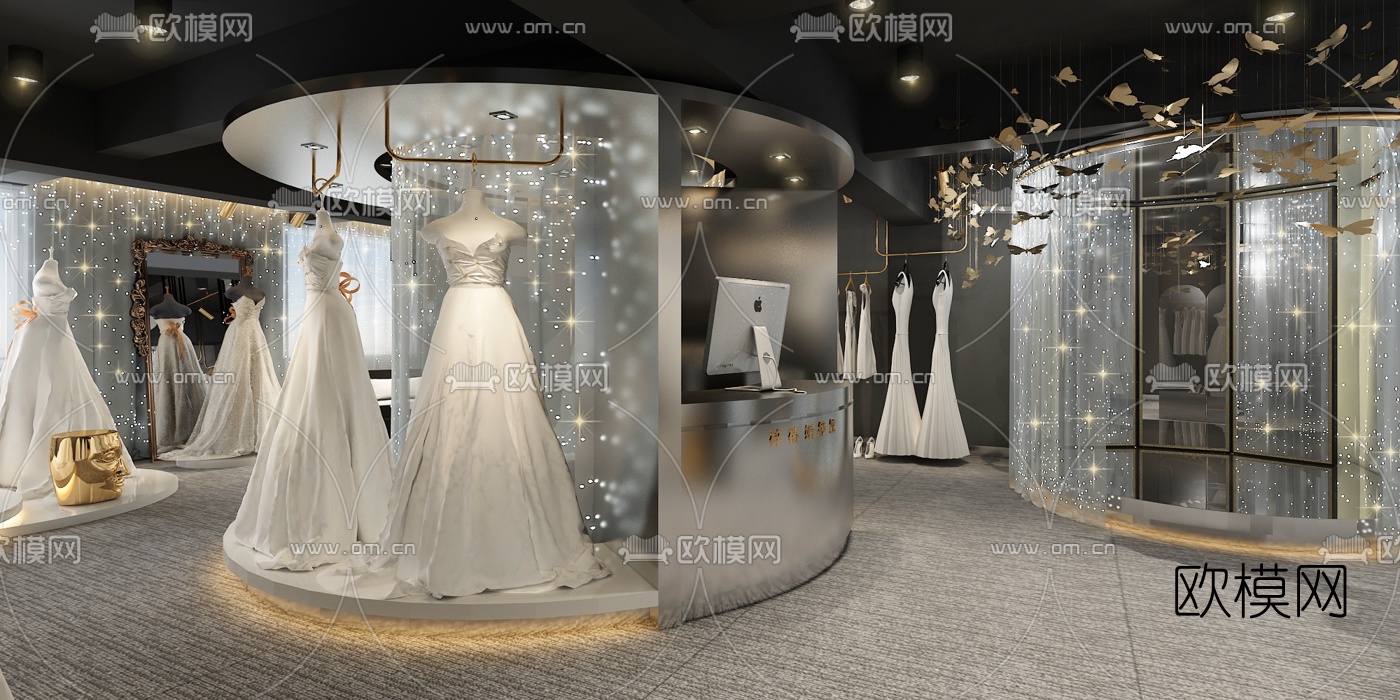现代轻奢婚纱店3d模型