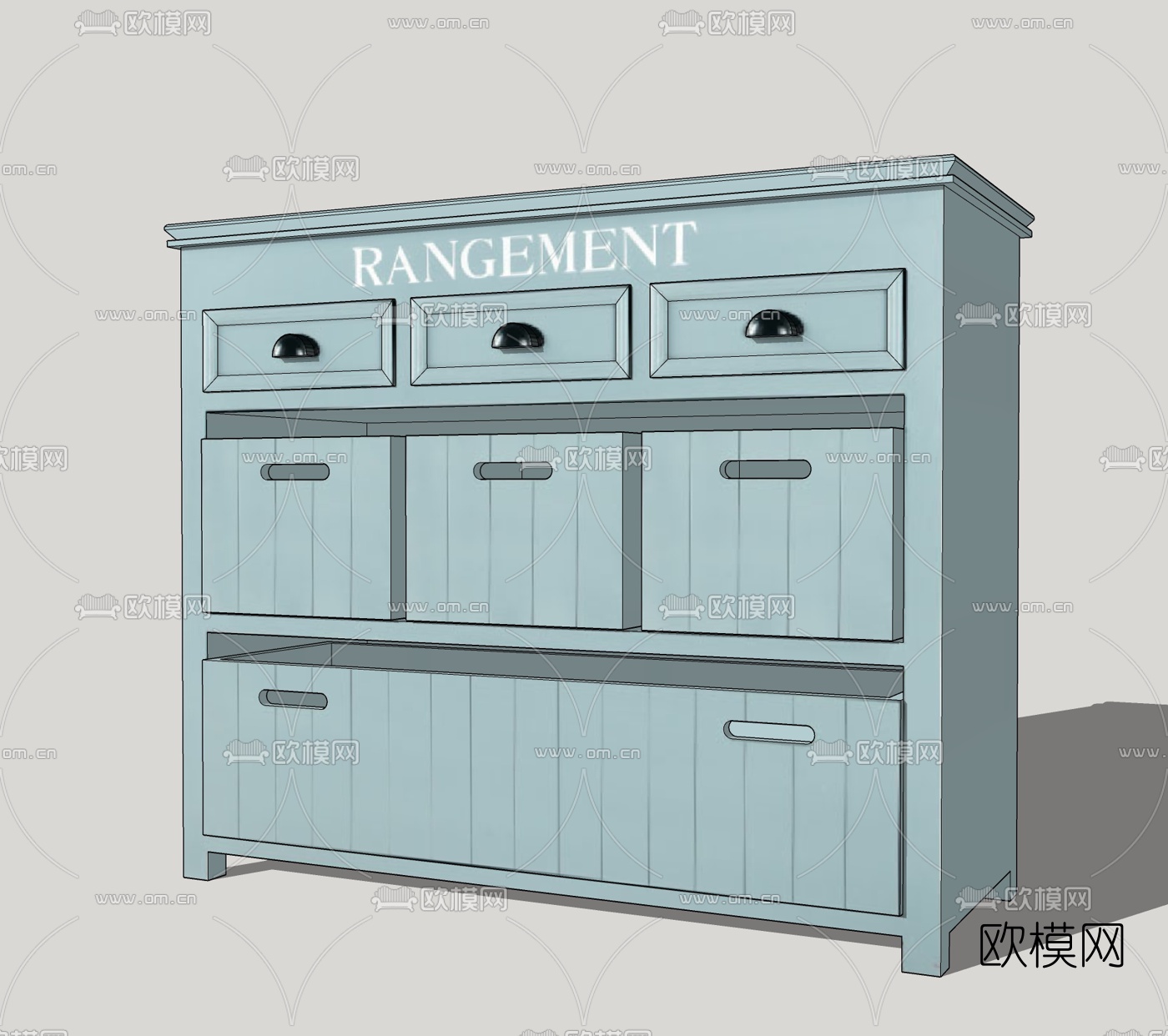 美式边柜斗柜免费su模型下载