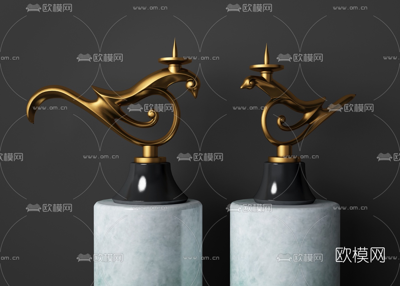 现代金属鸟形雕塑3d模型