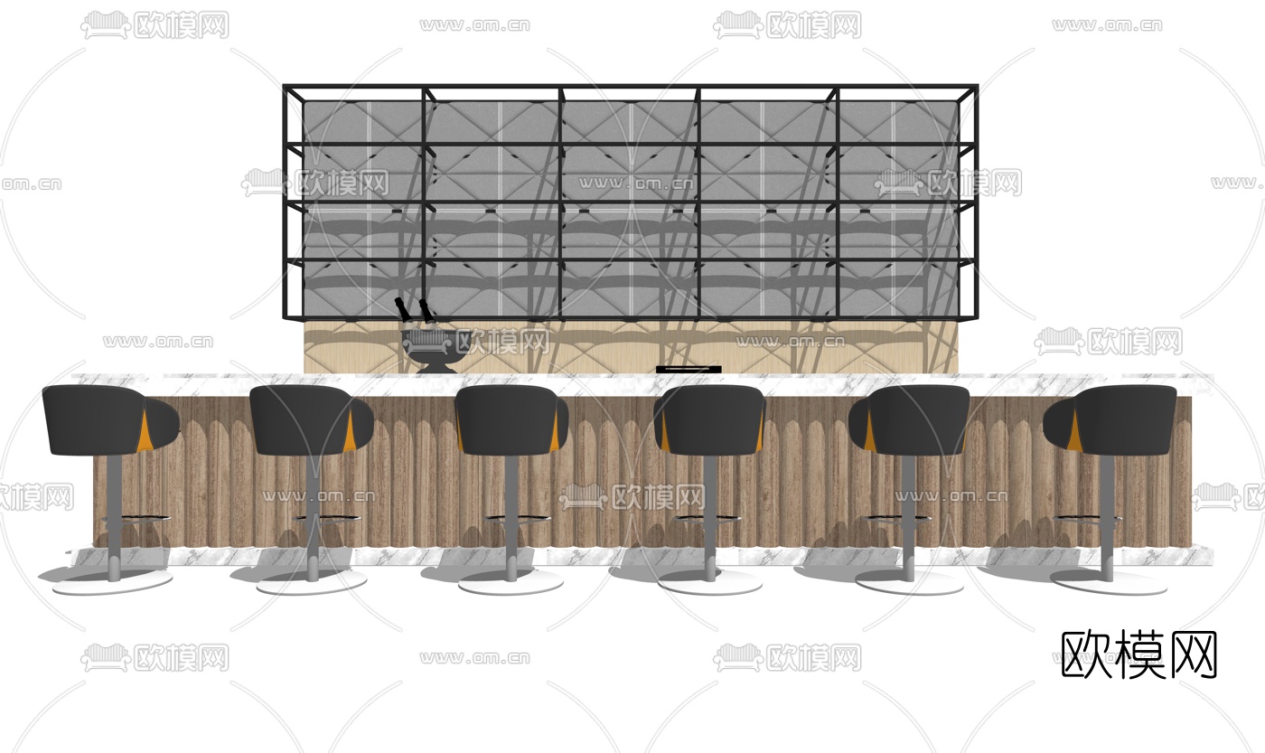 工业风吧台吧台椅su模型下载（渲染图1）