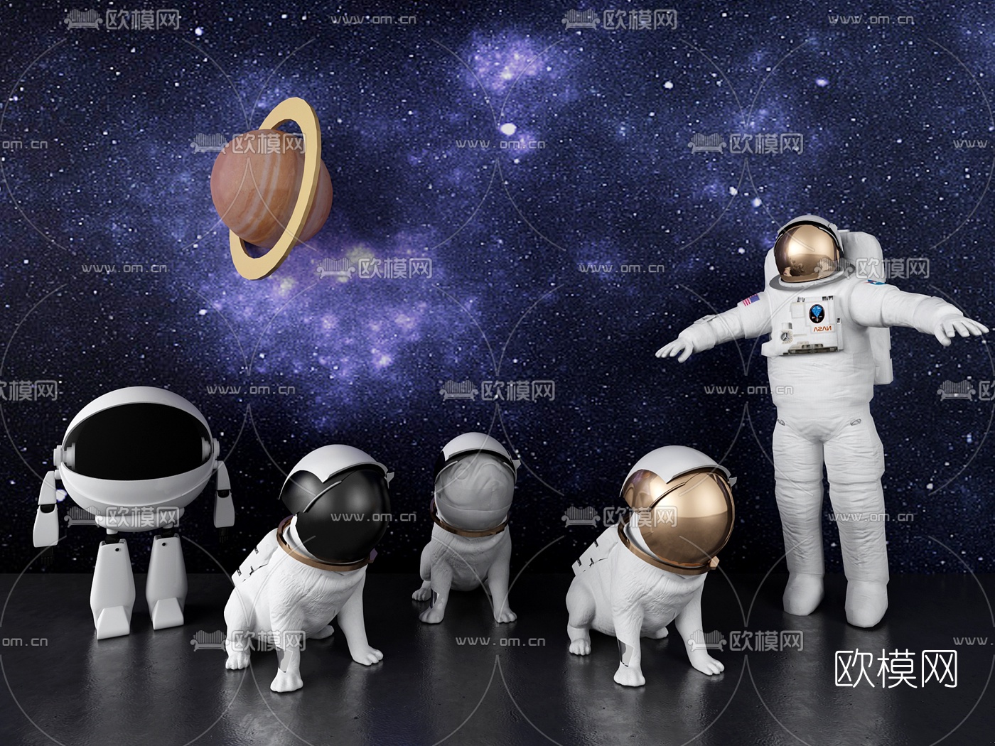 现代太空宇航员机器狗3d模型下载
