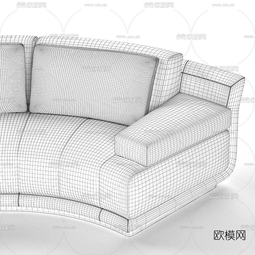 现代弧形多人沙发3d模型