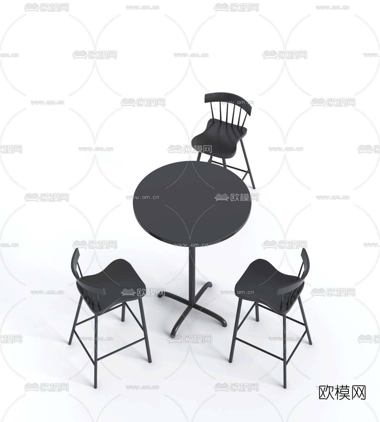 现代铁艺吧台3d模型下载（渲染图2）