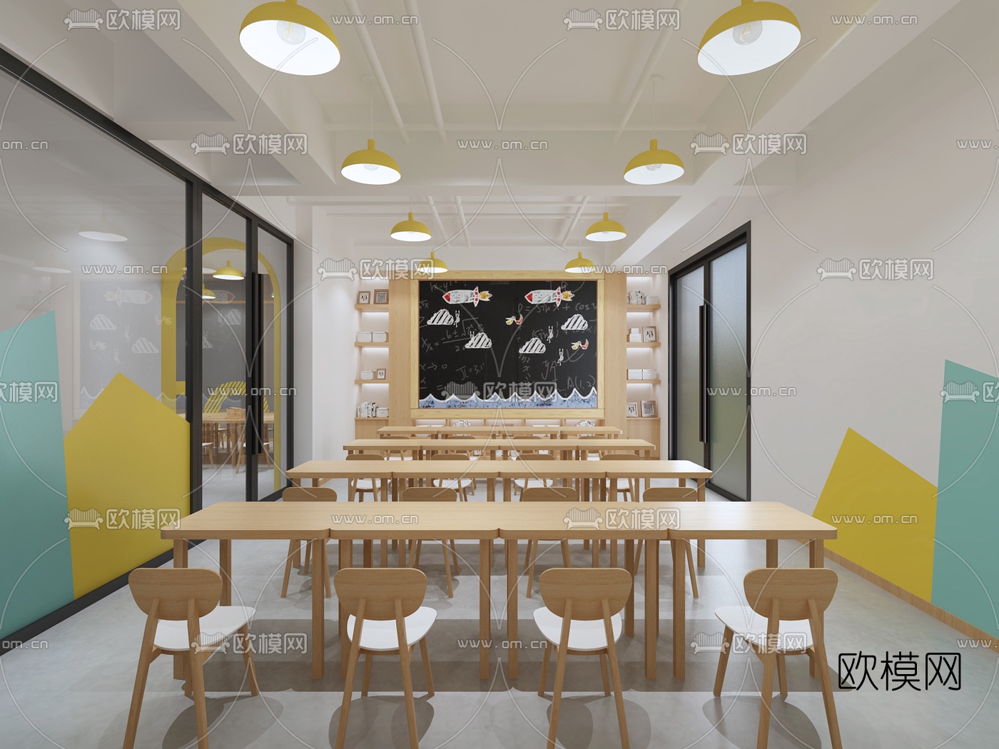 北欧幼儿园教室3d模型下载（渲染图3）