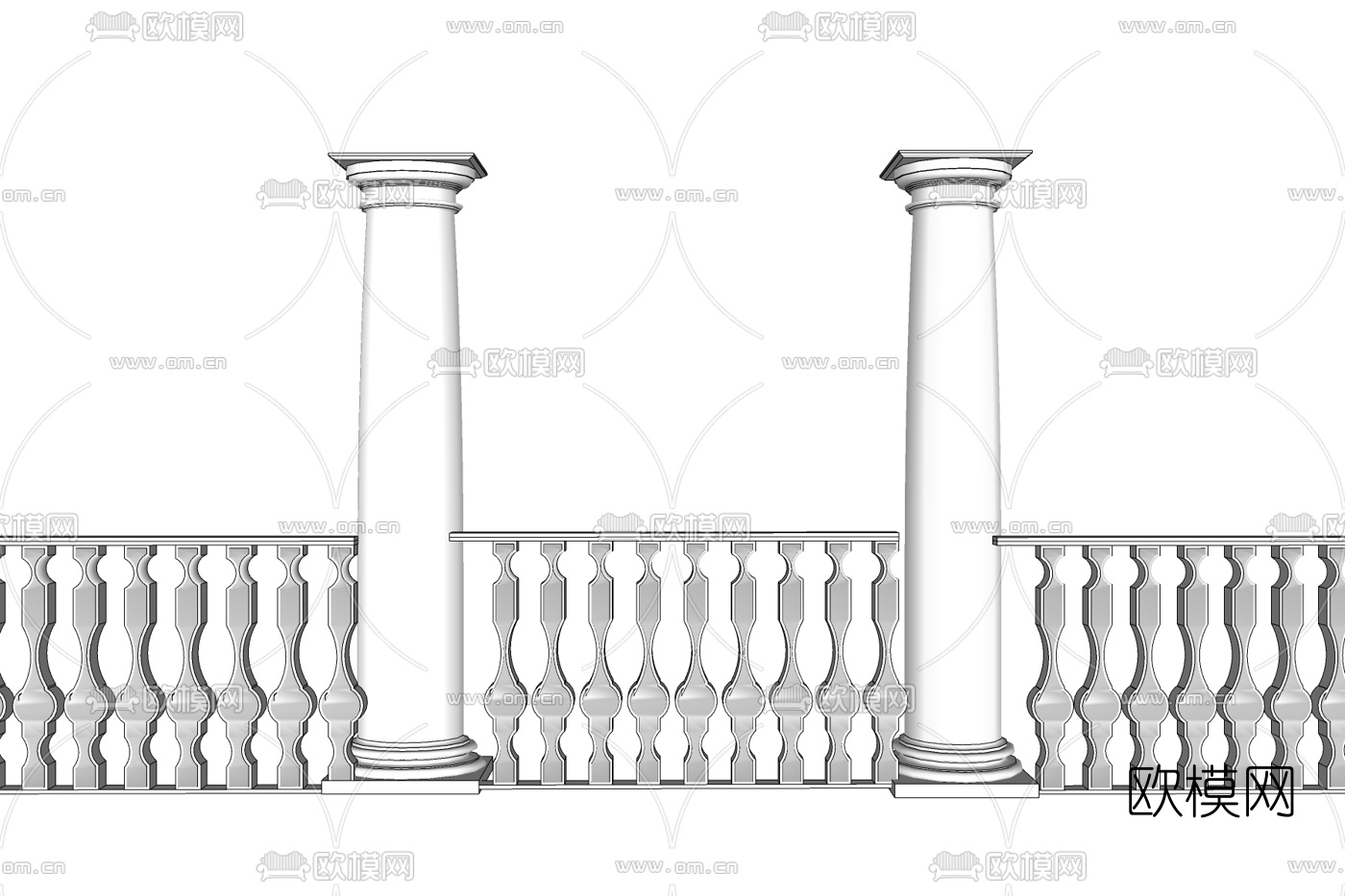 欧式石膏罗马柱免费su模型下载