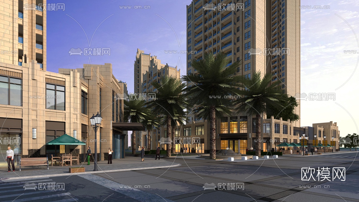 简欧步行商业街3d模型