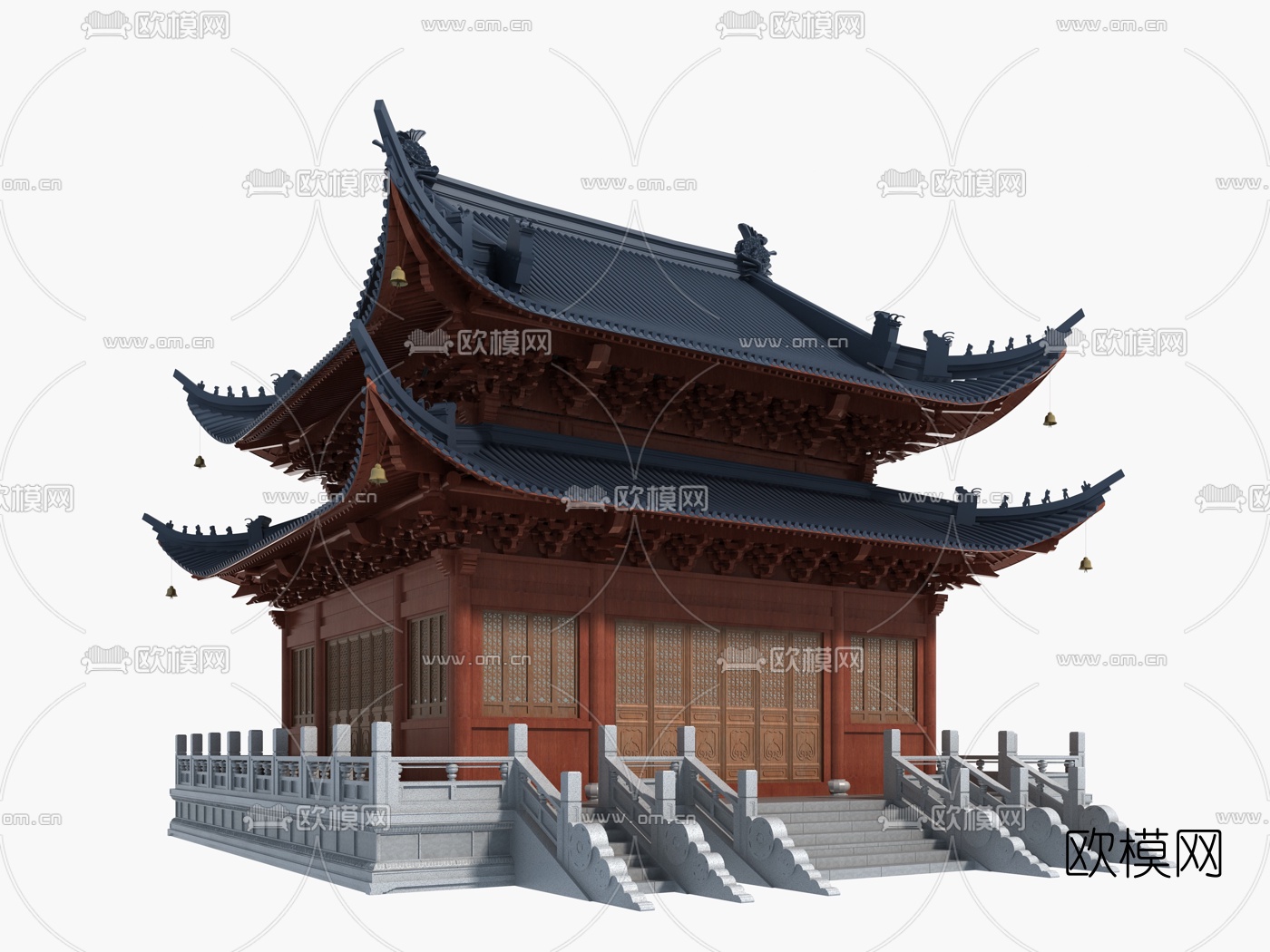 中式古建重檐大殿3d模型
