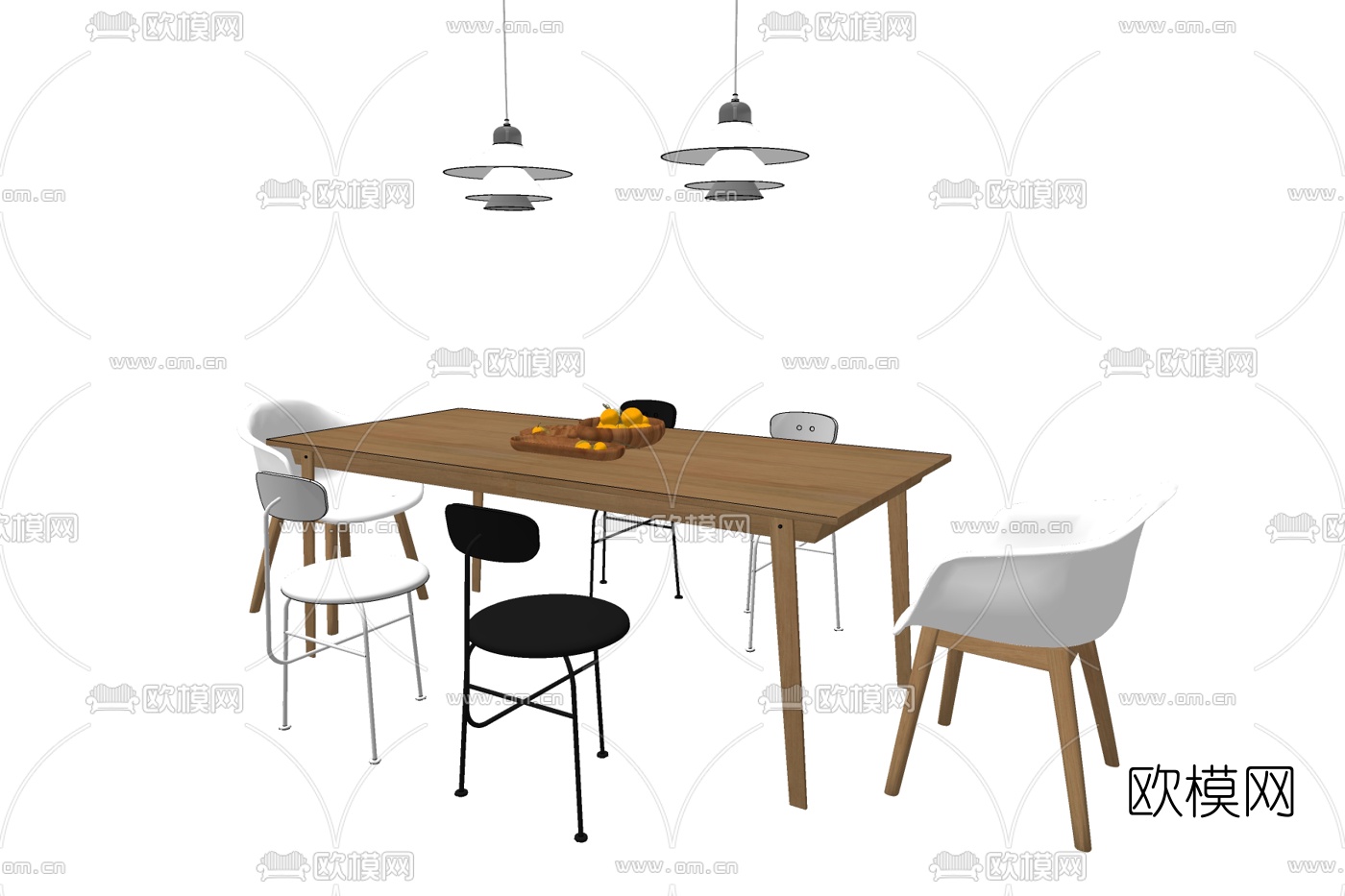 北欧餐桌椅免费su模型下载
