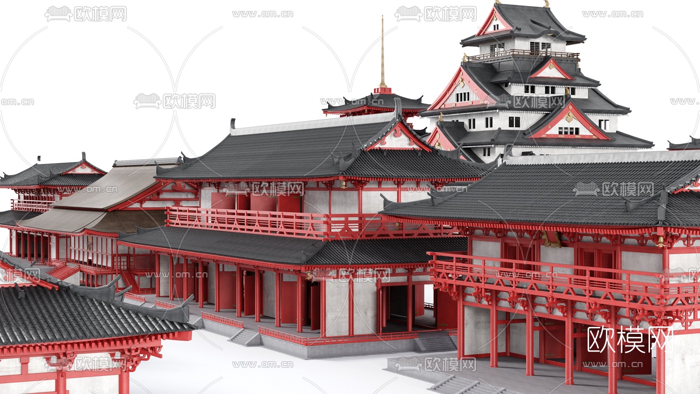 中式古建筑组合3d模型