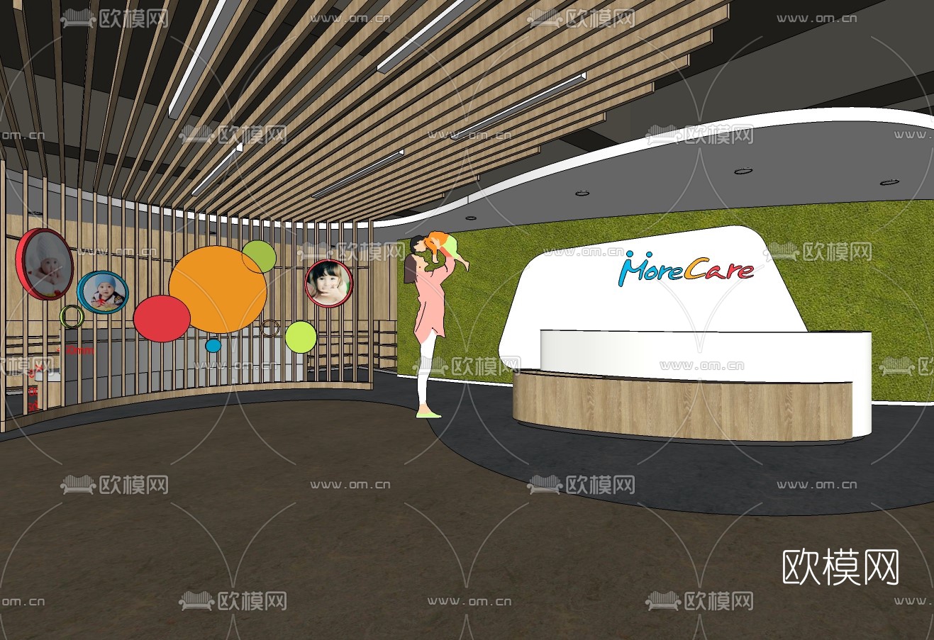现代早教儿童培训中心su模型下载（渲染图1）