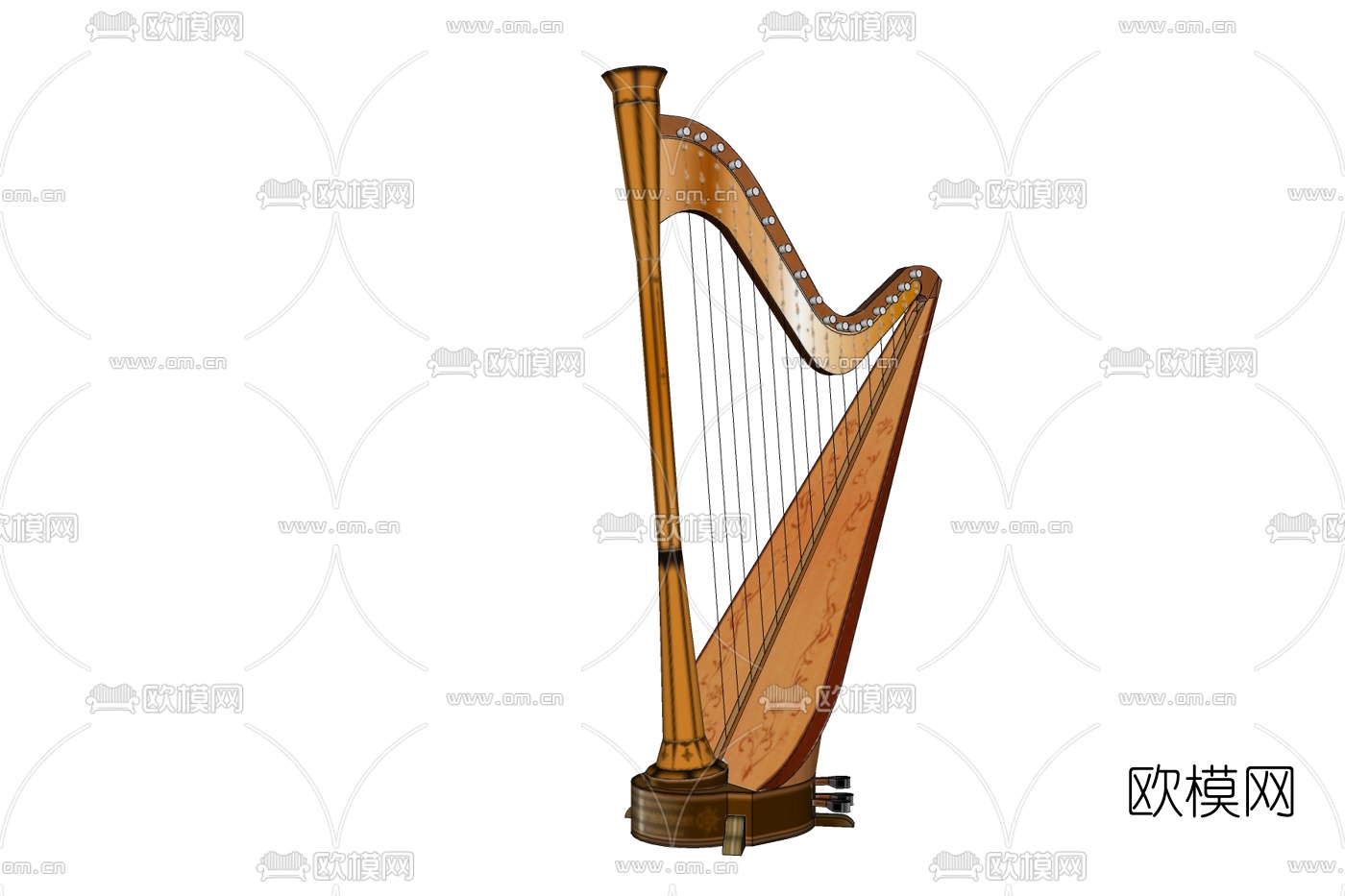 欧式竖琴免费su模型下载