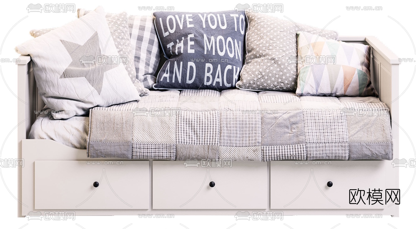 现代多功能布艺沙发床3d模型下载（渲染图3）