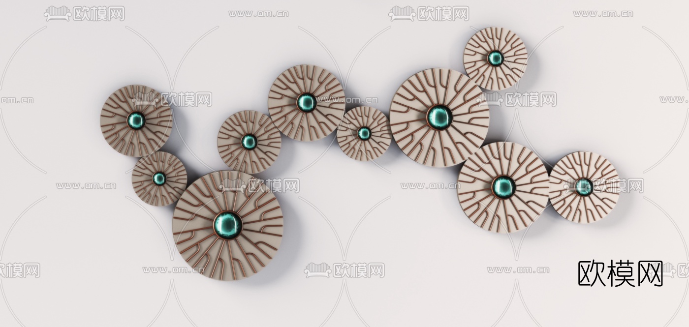 现代金属墙饰挂件3d模型下载（渲染图5）