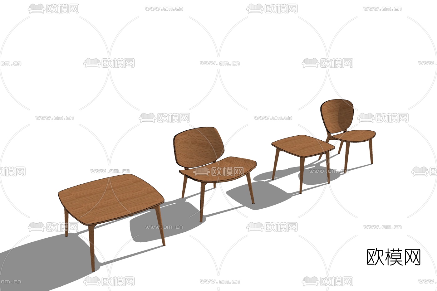 现代实木休闲椅免费su模型下载