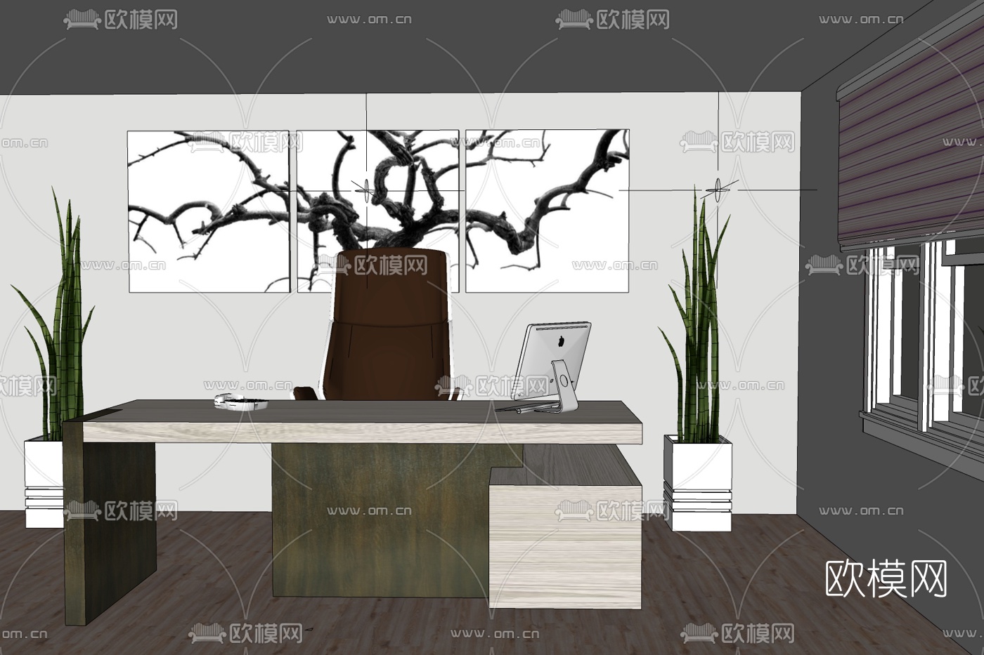 现代总经理办公室免费su模型下载