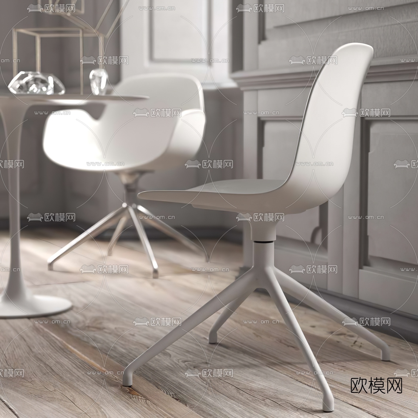 现代圆形休闲桌椅3d模型下载（渲染图2）