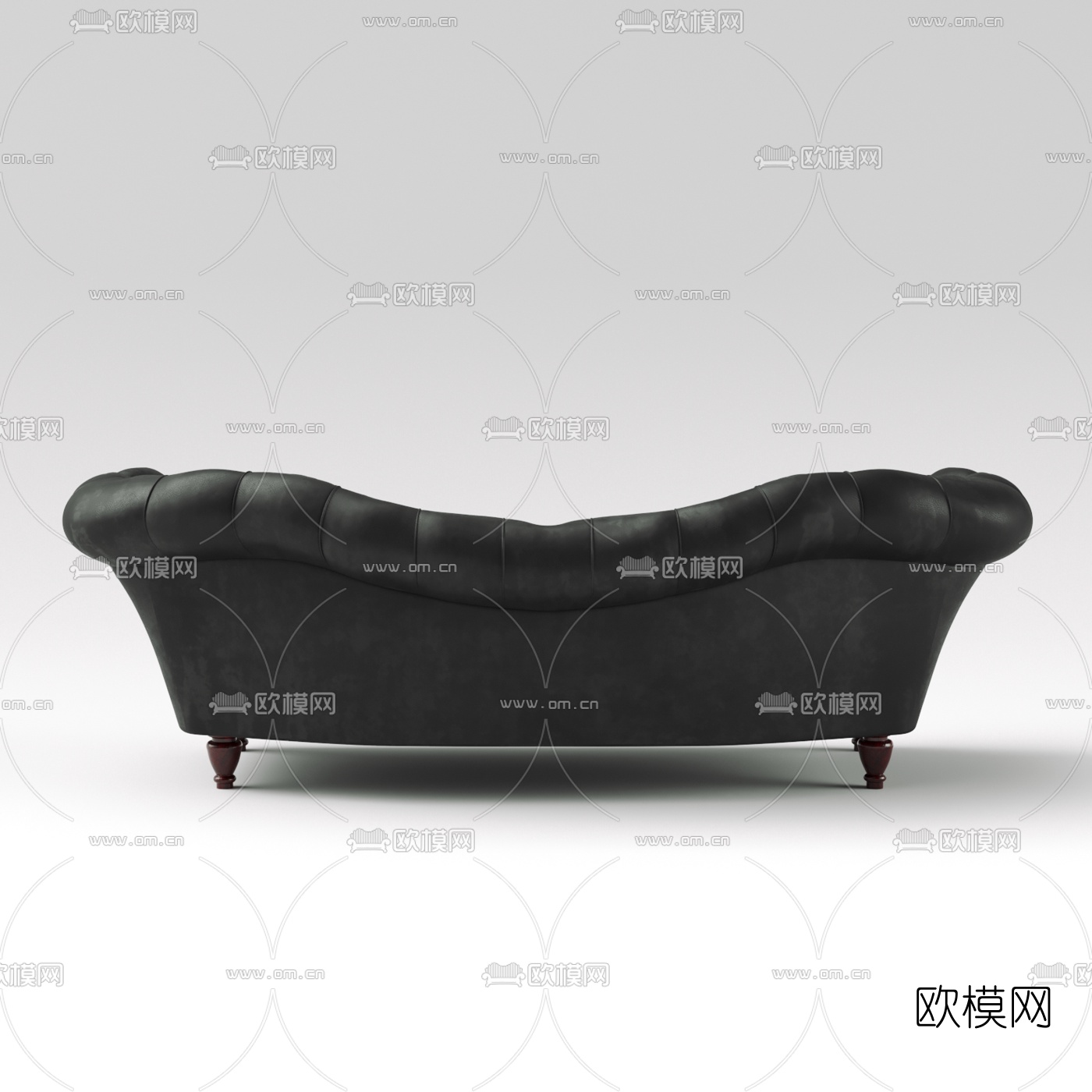 美式皮革双人沙发3d模型下载（渲染图2）