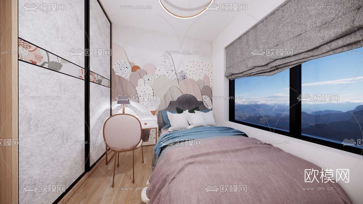 北欧客厅餐厅su模型下载（渲染图6）