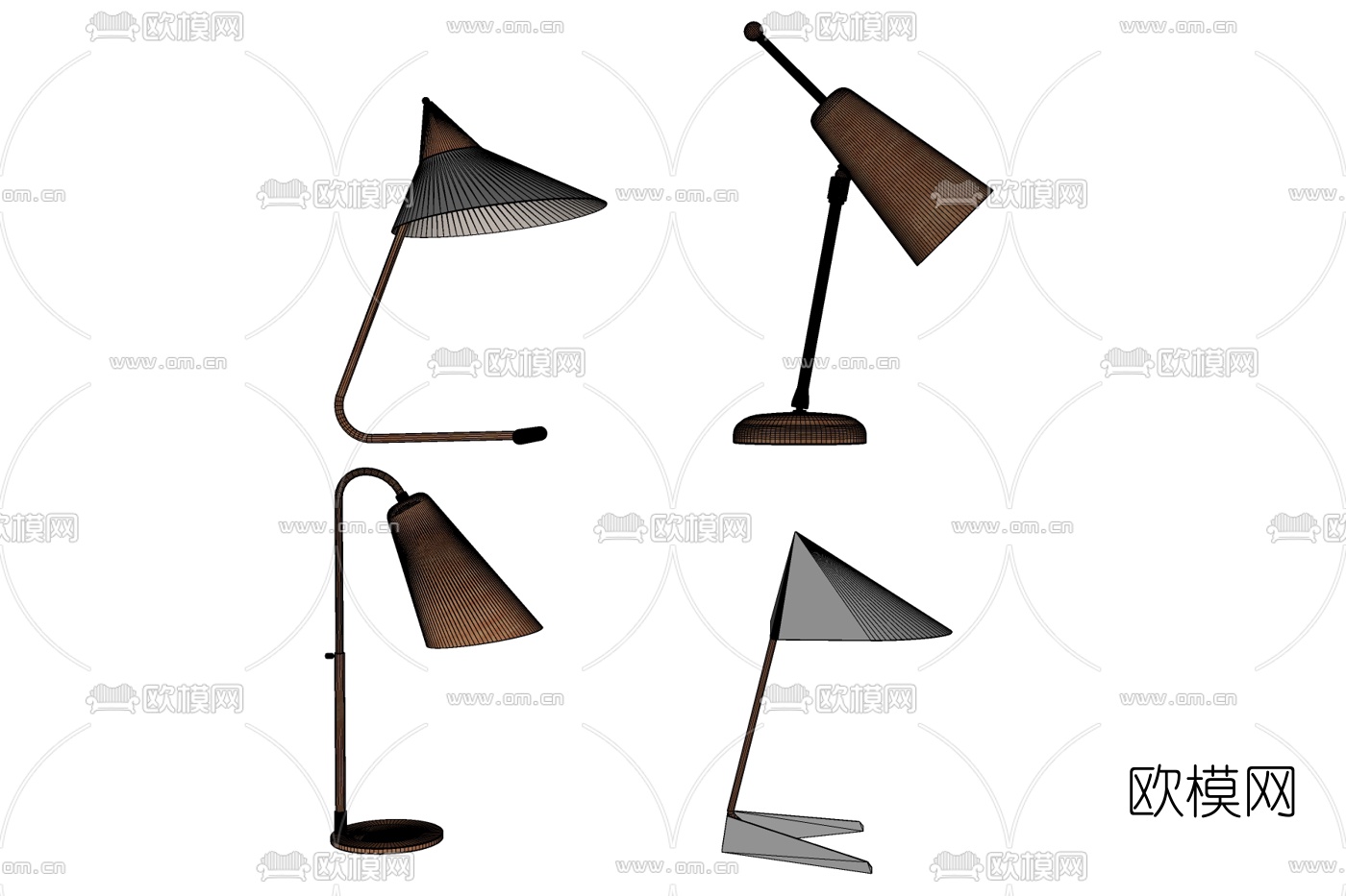 现代金属台灯免费su模型下载