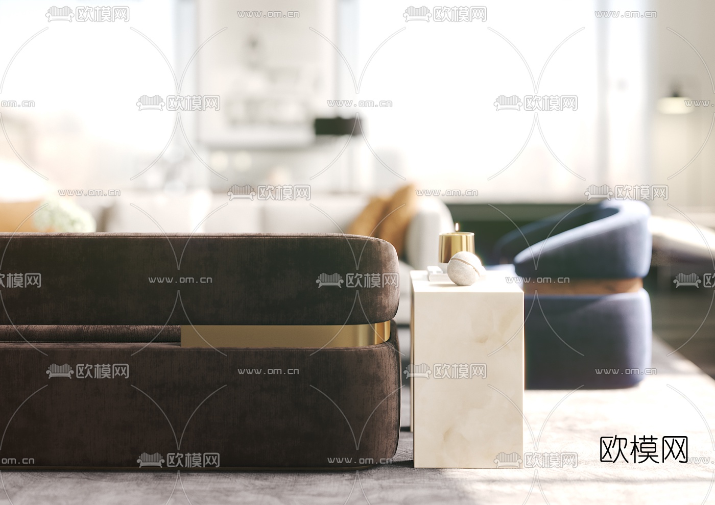 后现代布艺沙发组合3d模型