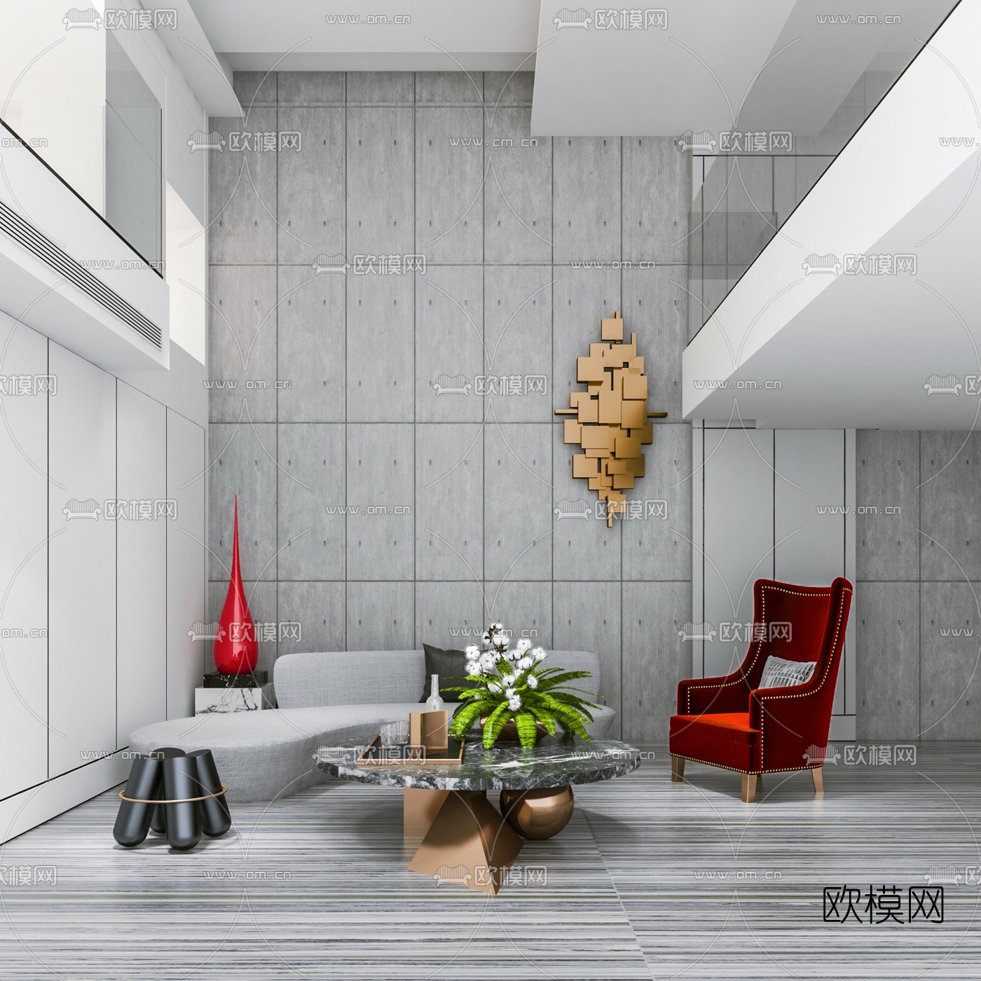 SNP设计 后现代弧形沙发组合3d模型下载