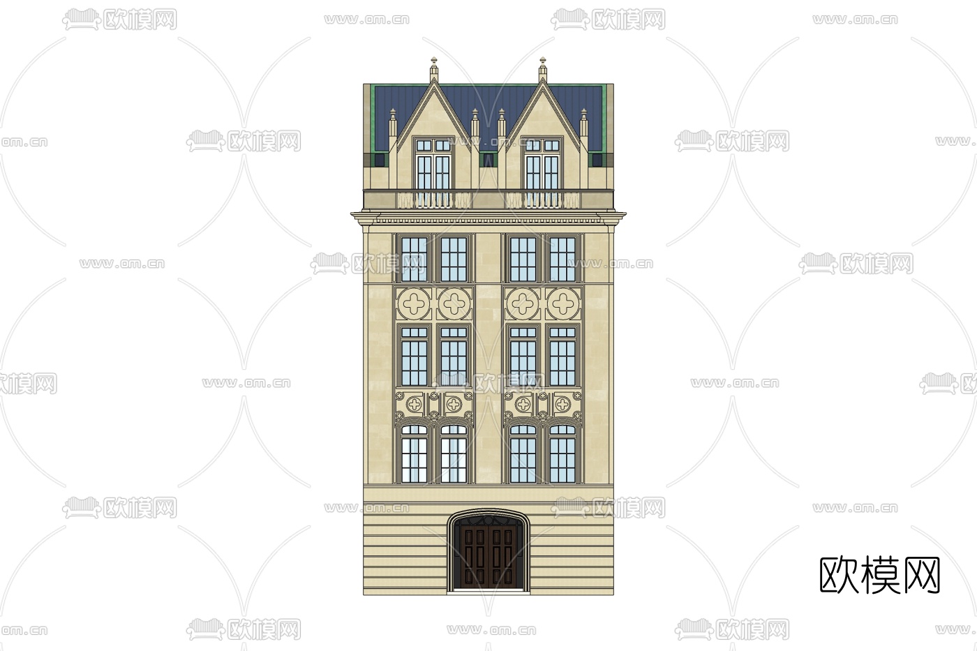 法式叠拼别墅免费su模型下载
