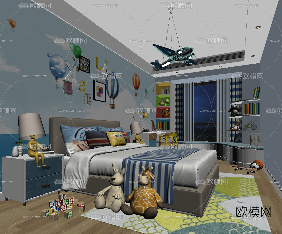 地中海儿童房su模型下载