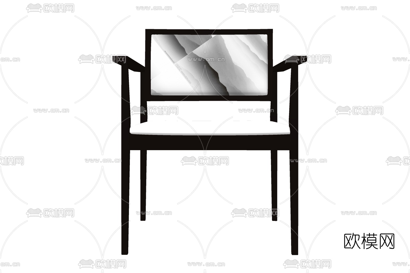 新中式布艺单椅免费su模型下载