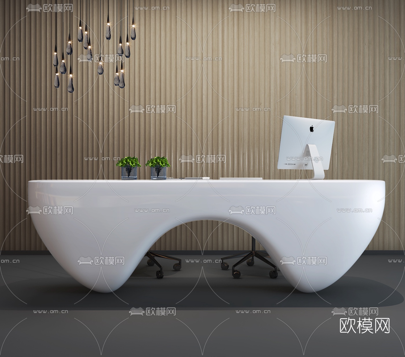 现代异形接待台3d模型