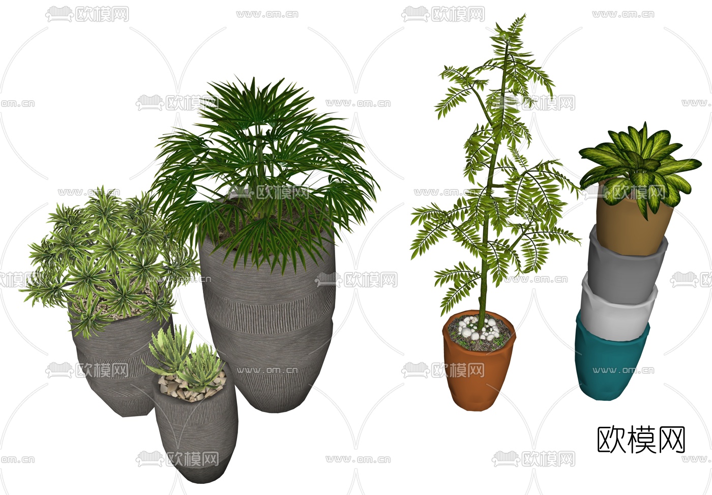 现代绿植盆栽su模型