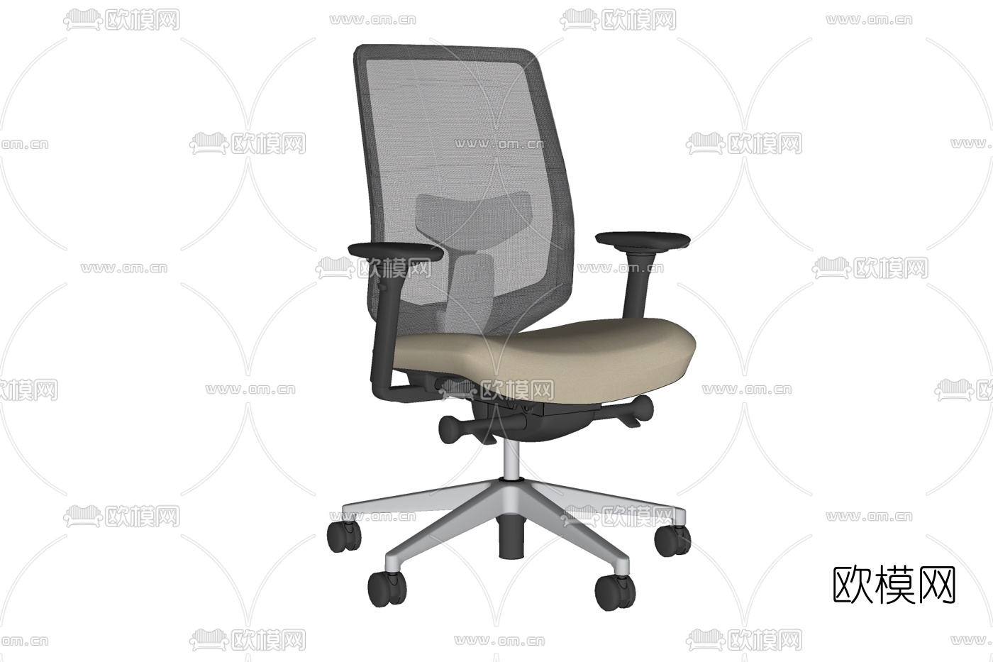 现代黑色网布办公椅免费su模型下载