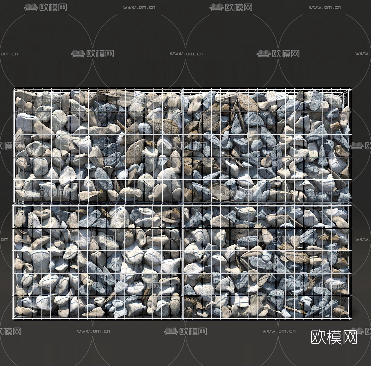 现代石头挡墙鹅卵石3d模型