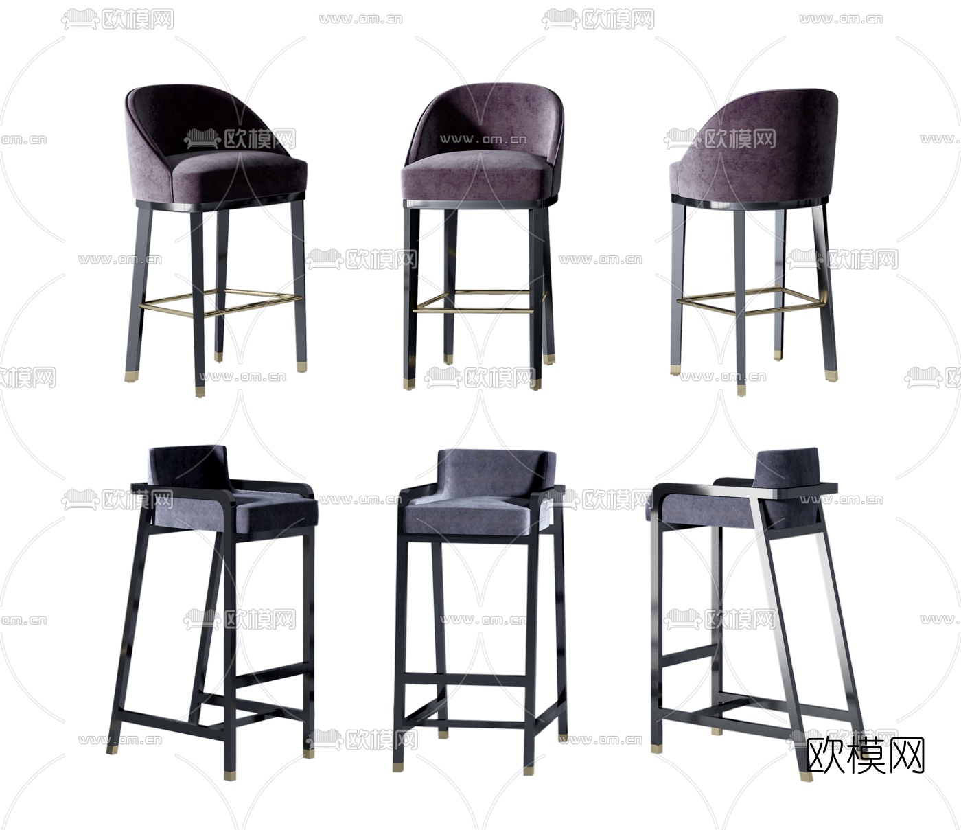 现代布艺吧台椅3d模型下载