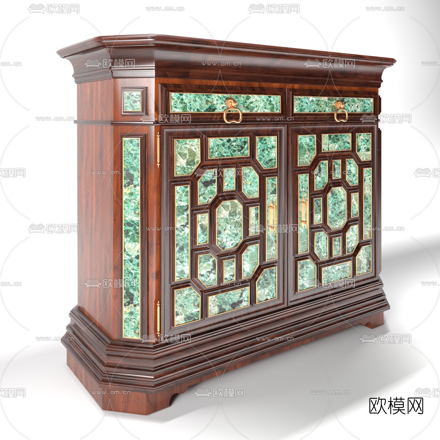 新古典复古边柜3d模型下载（渲染图1）