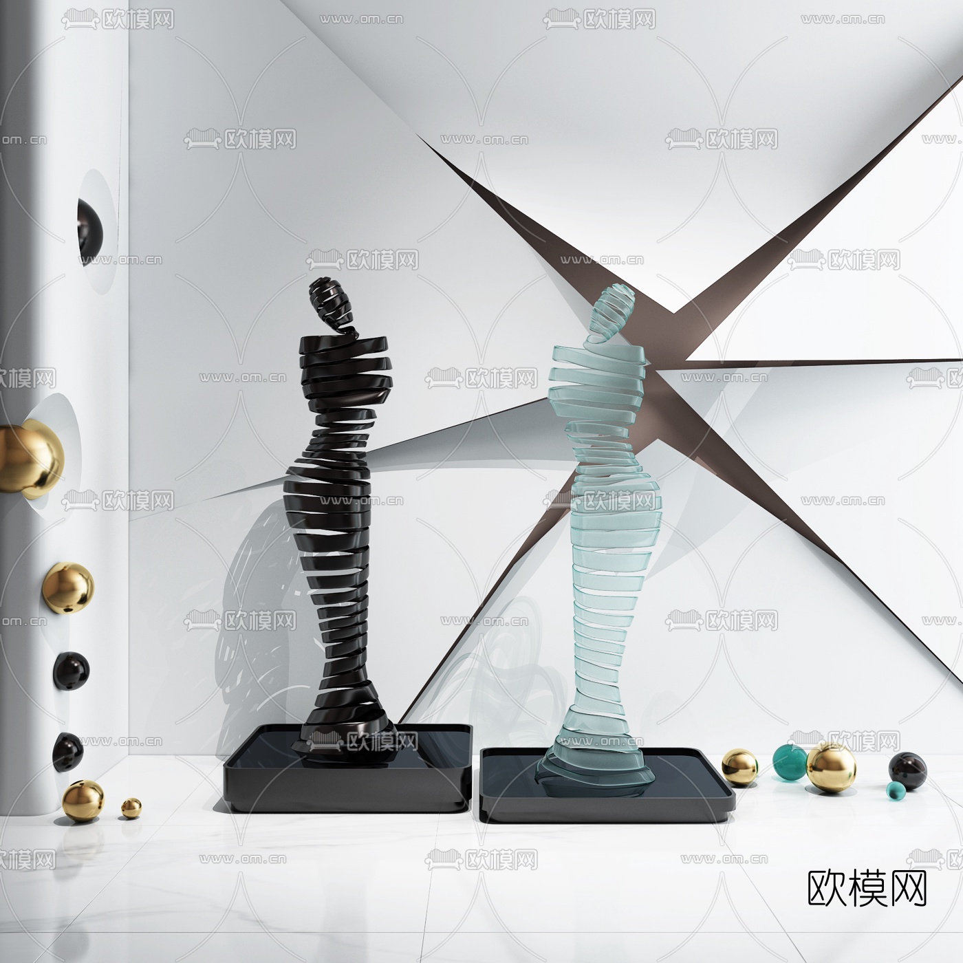 现代人形雕塑3d模型