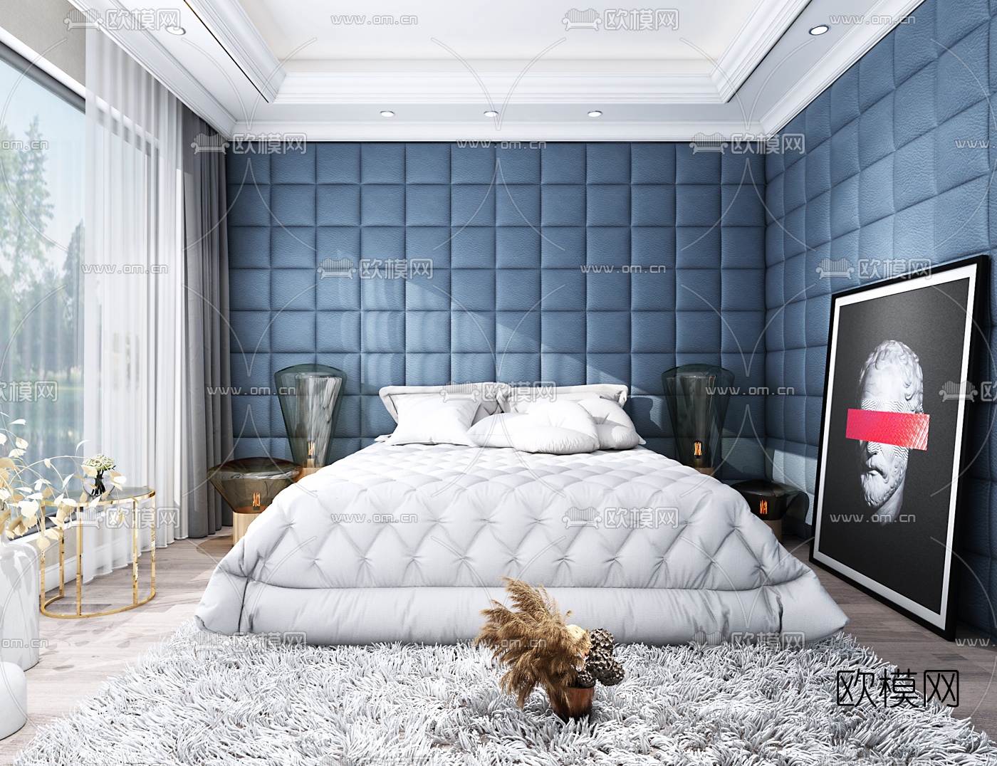 后现代轻奢卧室3d模型