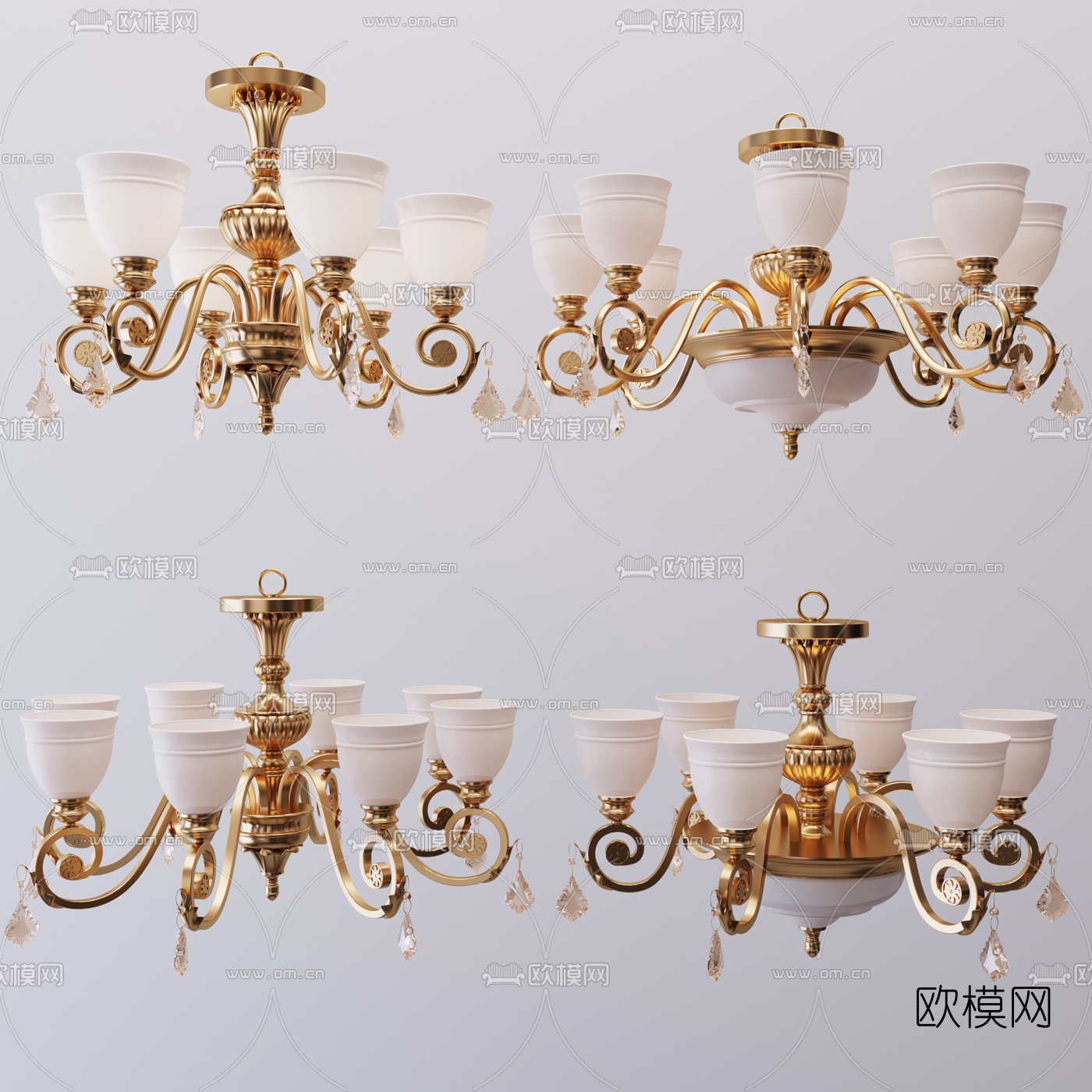 欧式金属吊灯3d模型下载