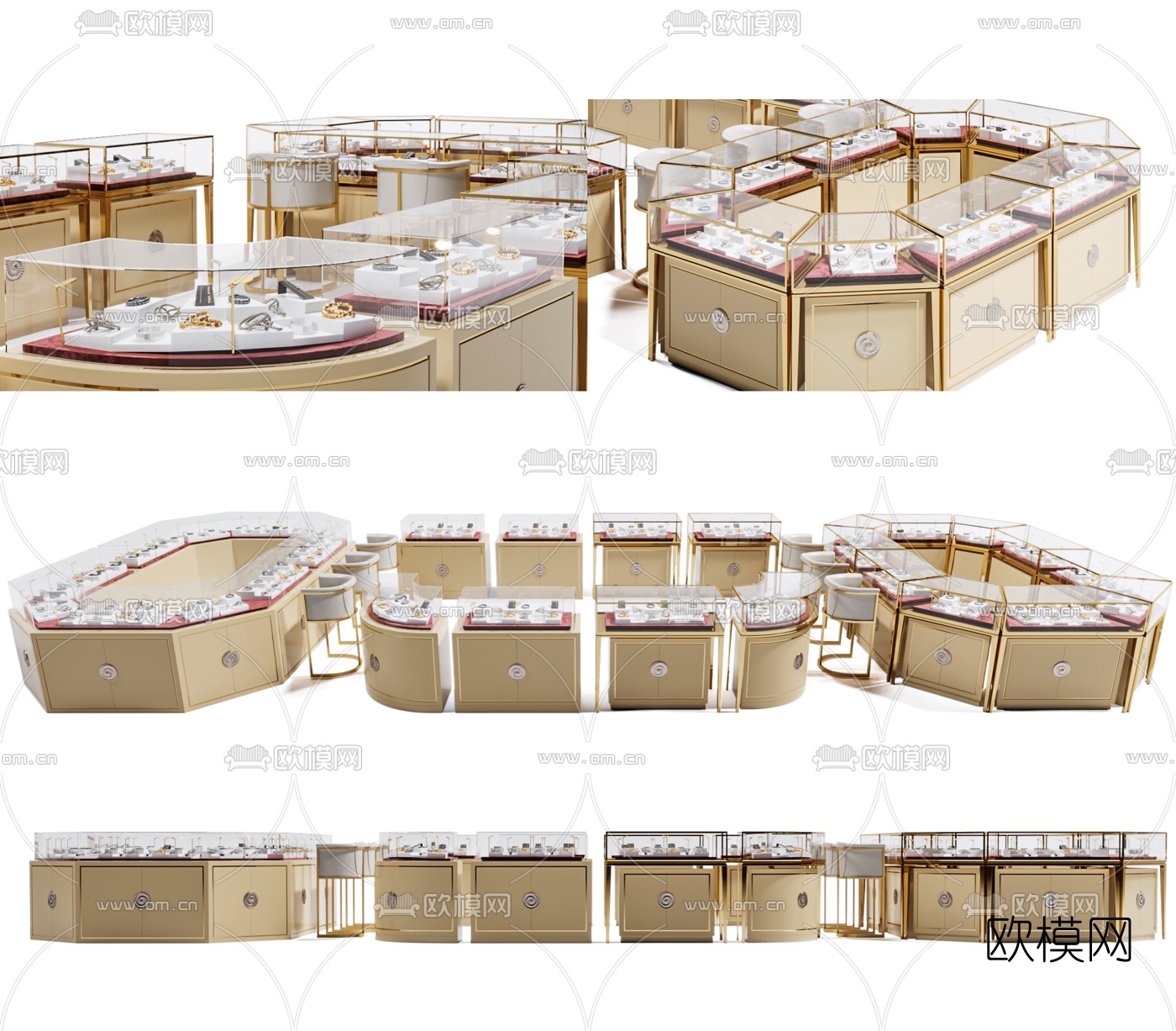 现代珠宝柜台展柜3d模型