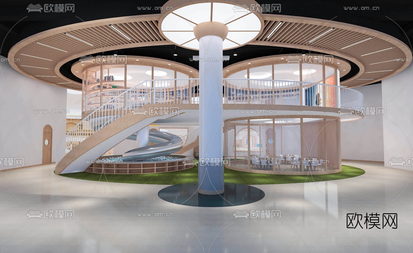 现代早教中心免费3d模型下载（渲染图1）