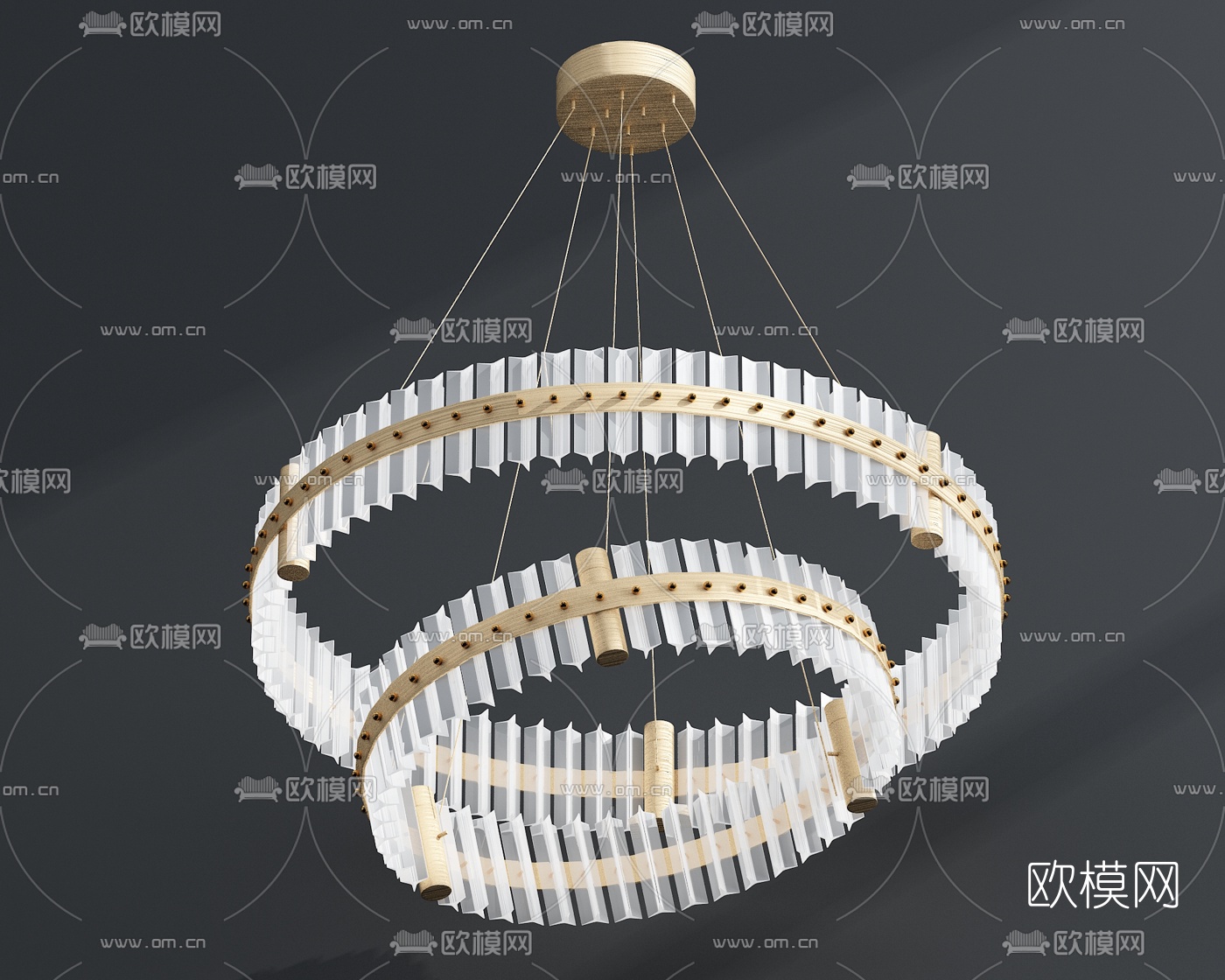 现代轻奢创意水晶吊灯3d模型下载（渲染图3）