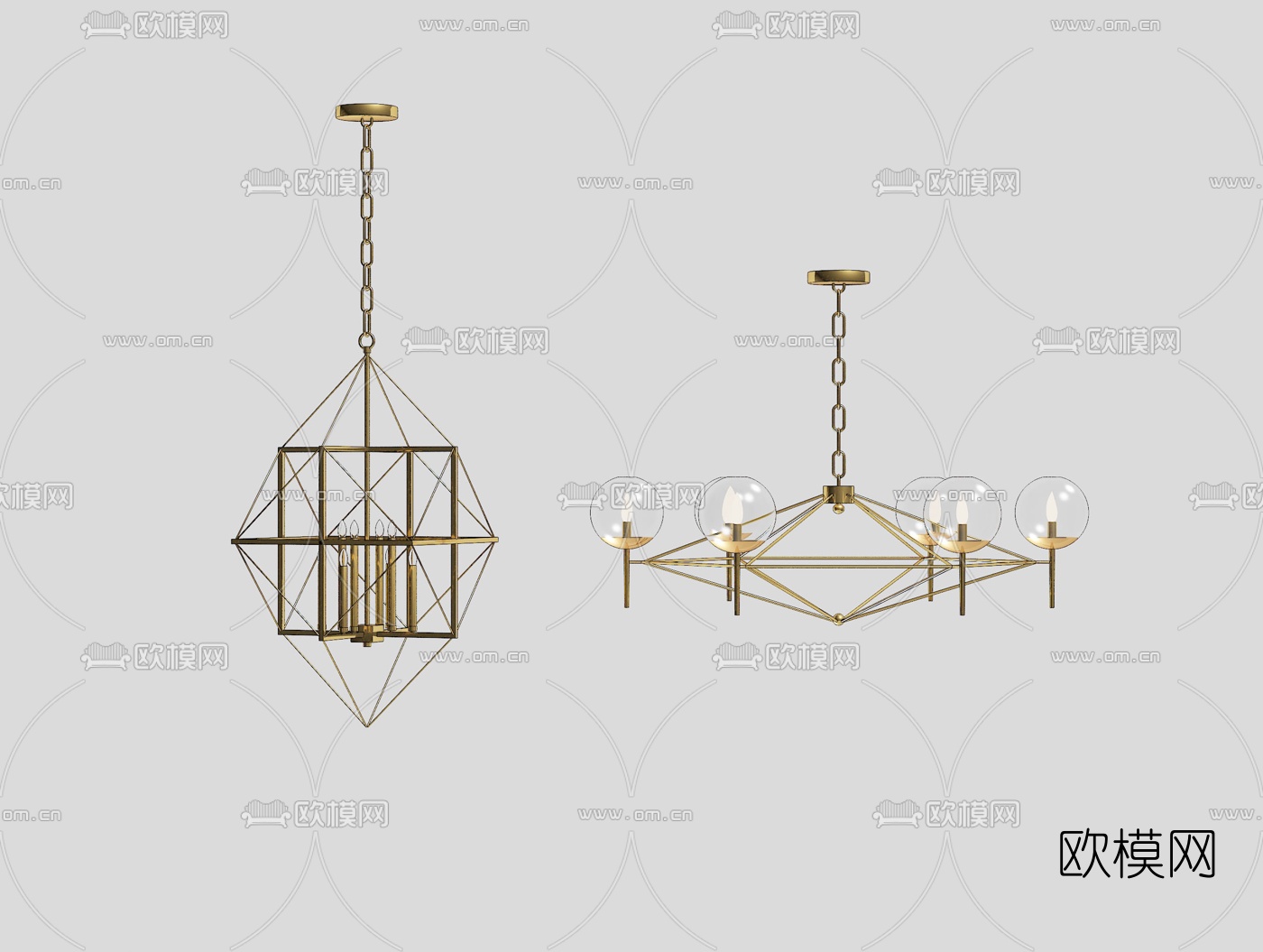 现代轻奢吊灯su模型下载（渲染图2）