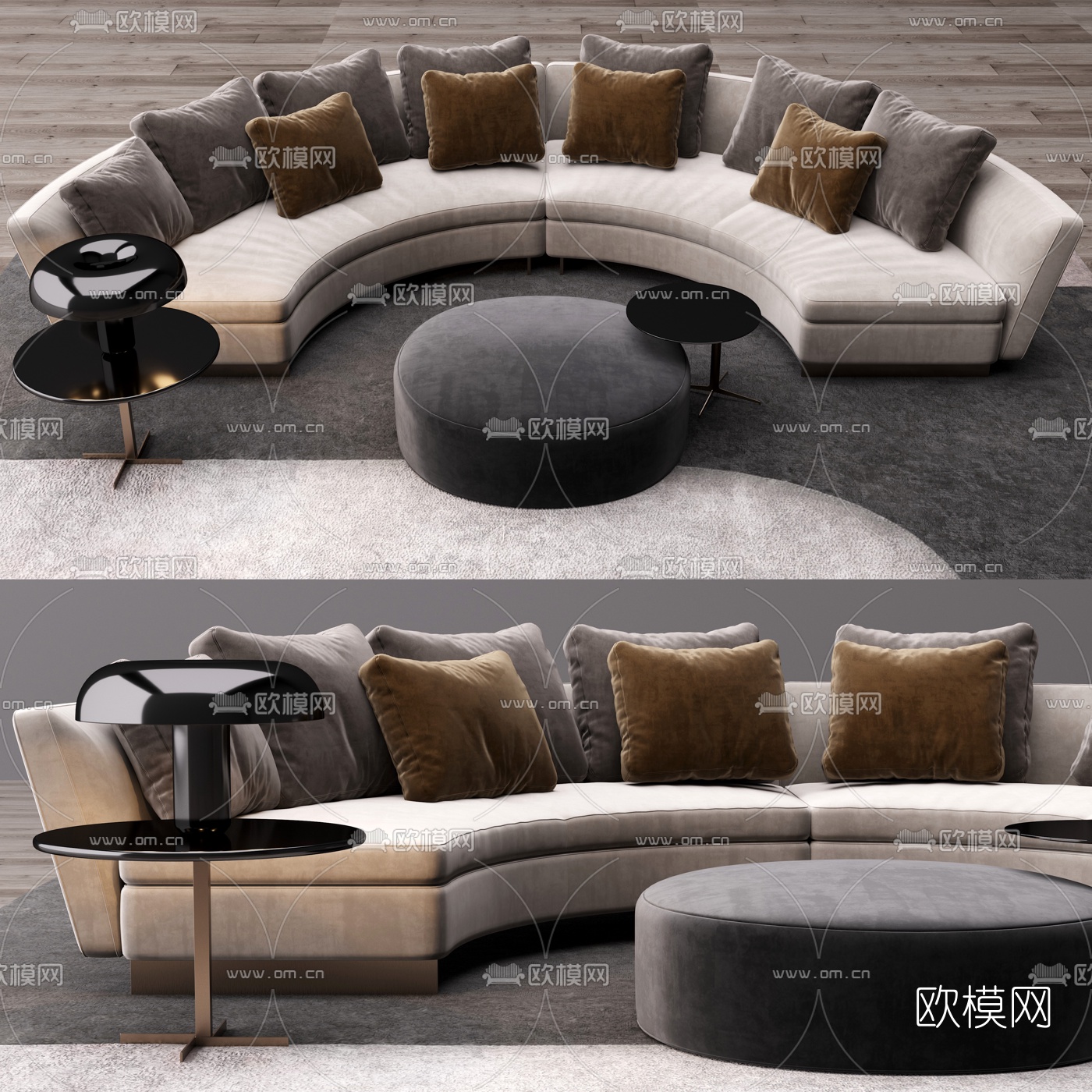 现代布艺弧形沙发3d模型