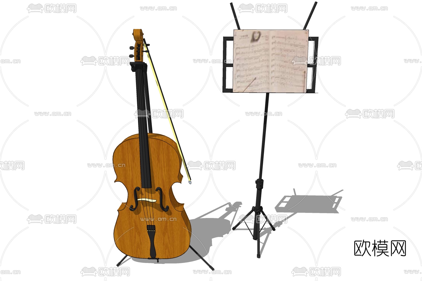 欧式小提琴免费su模型下载