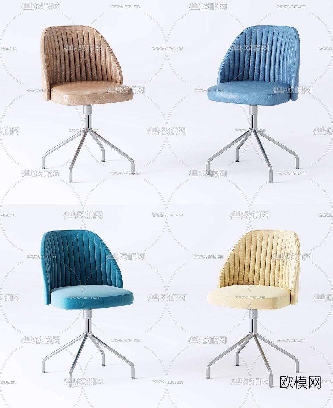 现代皮革办公椅3d模型下载（渲染图1）