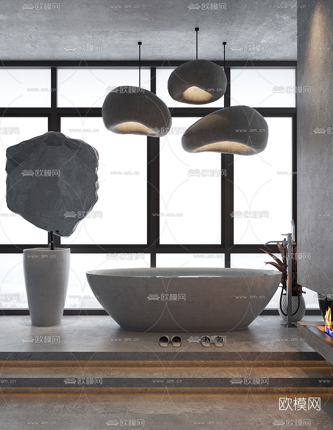 工业风卫生间浴室3d模型下载（渲染图1）